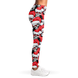 Christmas Santa Skull Pattern Print Women's Leggings