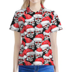 Christmas Santa Skull Pattern Print Women's Polo Shirt