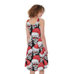Christmas Santa Skull Pattern Print Women's Sleeveless Dress
