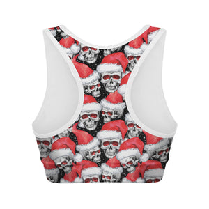 Christmas Santa Skull Pattern Print Women's Sports Bra