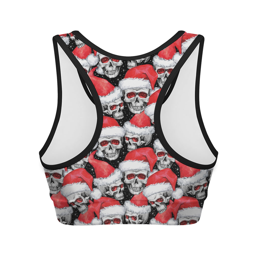 Christmas Santa Skull Pattern Print Women's Sports Bra