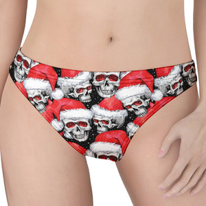 Christmas Santa Skull Pattern Print Women's Thong