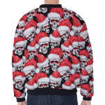 Christmas Santa Skull Pattern Print Zip Sleeve Bomber Jacket