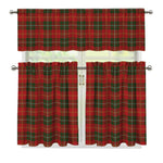 Christmas Scottish Tartan Pattern Print 3 Piece Kitchen Curtains