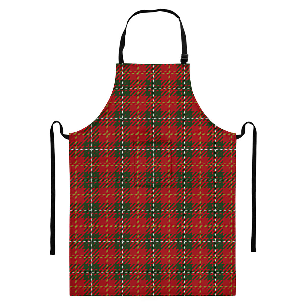Christmas Scottish Tartan Pattern Print Bib Apron With Pocket