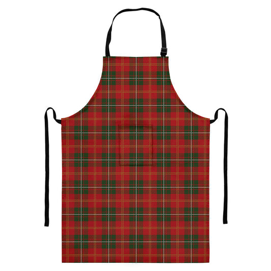 Christmas Scottish Tartan Pattern Print Bib Apron With Pocket