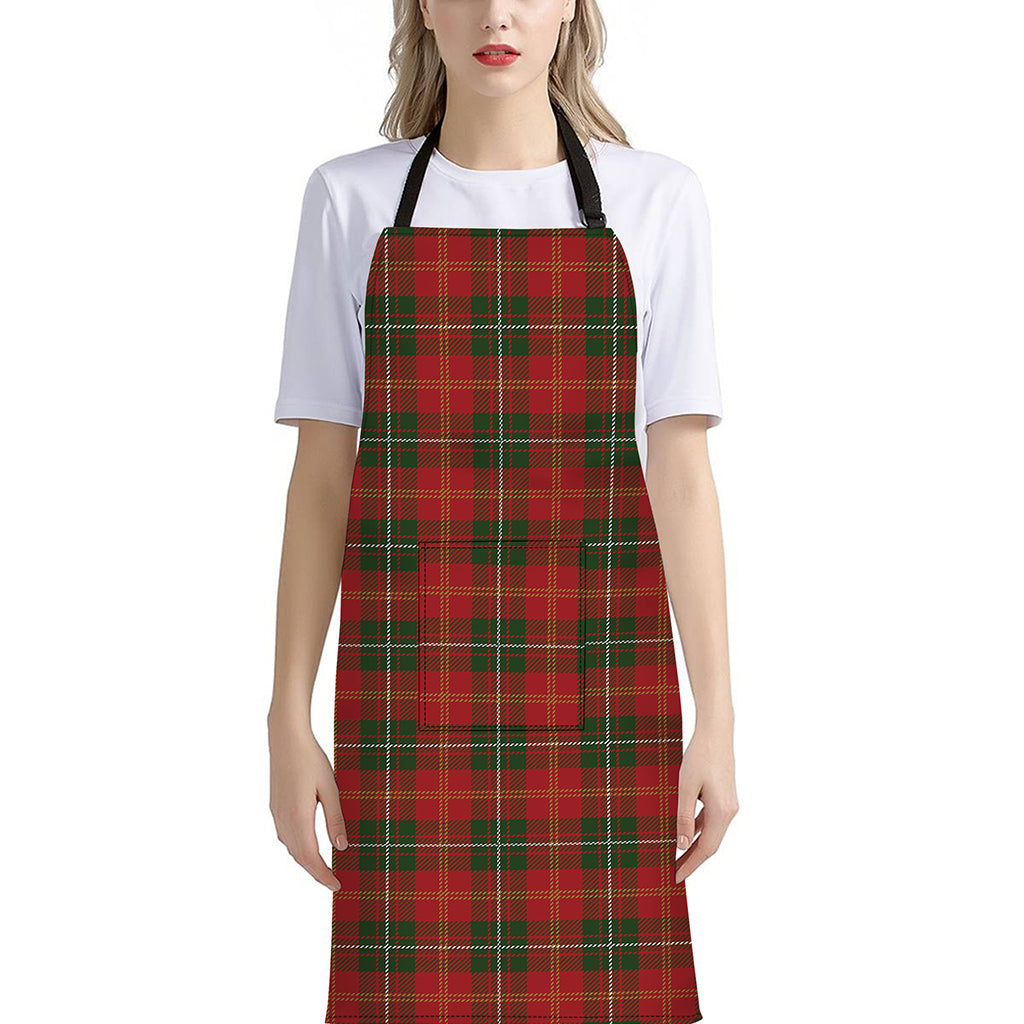 Christmas Scottish Tartan Pattern Print Bib Apron With Pocket
