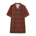 Christmas Scottish Tartan Pattern Print Cotton Hawaiian Shirt