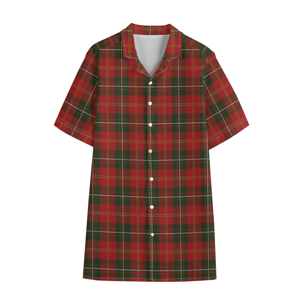 Christmas Scottish Tartan Pattern Print Cotton Hawaiian Shirt
