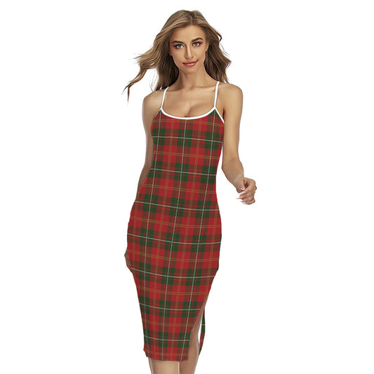 Christmas Scottish Tartan Pattern Print Cross Back Cami Dress