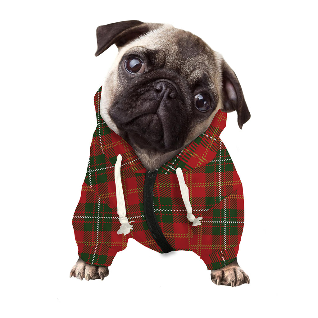 Christmas Scottish Tartan Pattern Print Dog Zip Up Hoodie