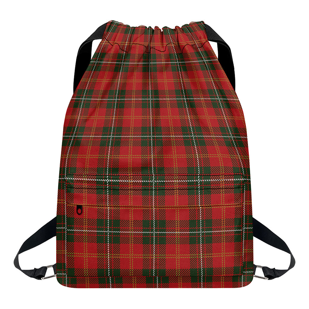 Christmas Scottish Tartan Pattern Print Drawstring Backpack