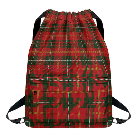 Christmas Scottish Tartan Pattern Print Drawstring Backpack