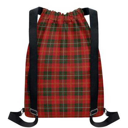 Christmas Scottish Tartan Pattern Print Drawstring Backpack