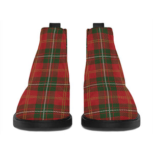 Christmas Scottish Tartan Pattern Print Flat Ankle Boots