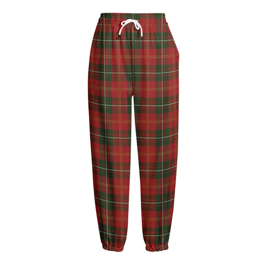 Christmas Scottish Tartan Pattern Print Fleece Lined Knit Pants