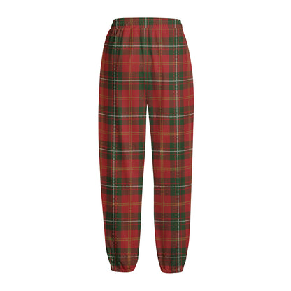 Christmas Scottish Tartan Pattern Print Fleece Lined Knit Pants