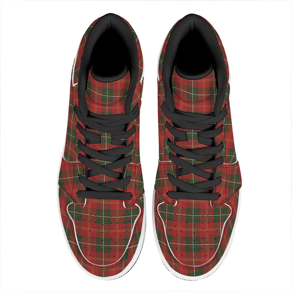 Christmas Scottish Tartan Pattern Print High Top Leather Sneakers