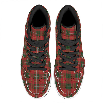 Christmas Scottish Tartan Pattern Print High Top Leather Sneakers