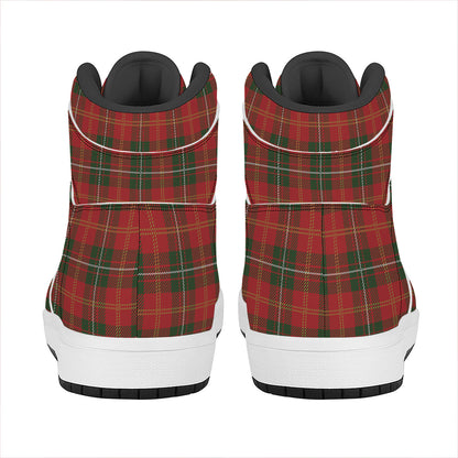 Christmas Scottish Tartan Pattern Print High Top Leather Sneakers