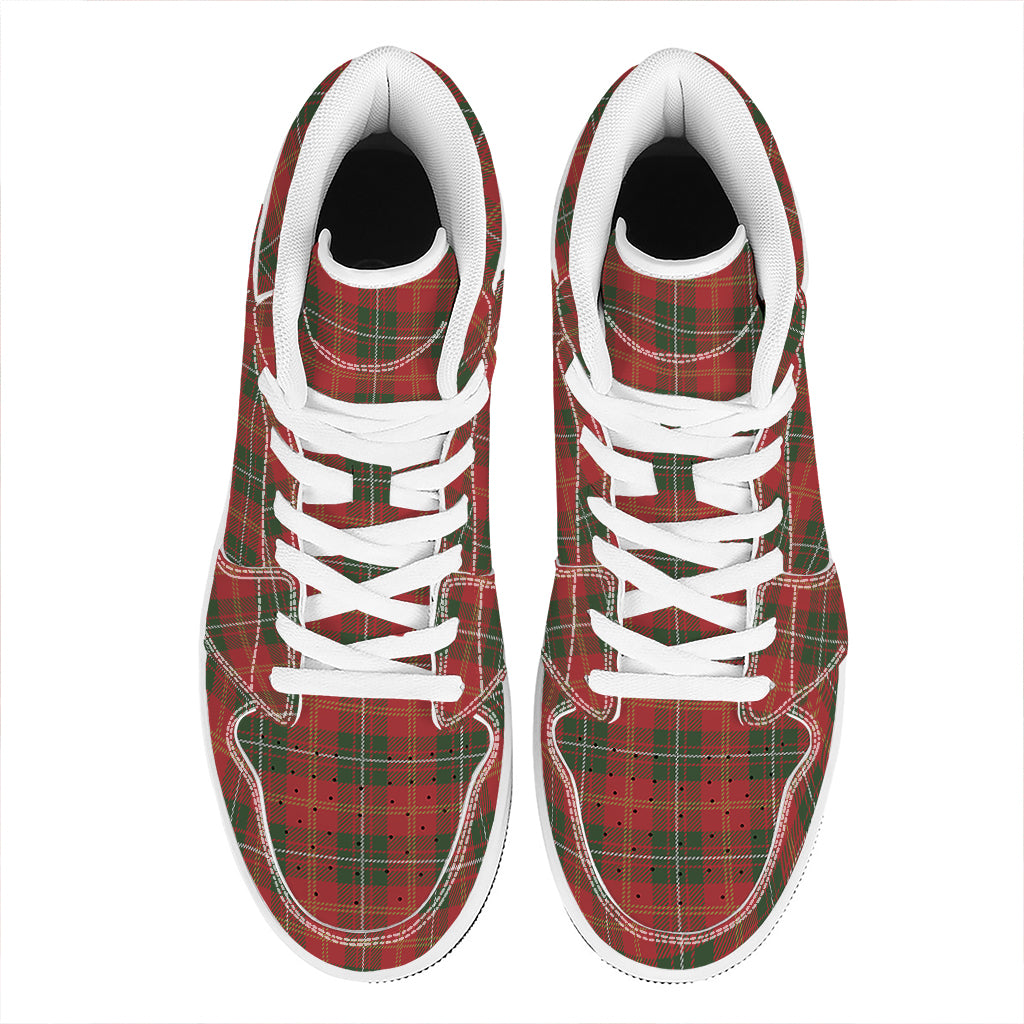 Christmas Scottish Tartan Pattern Print High Top Leather Sneakers
