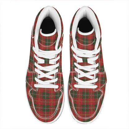 Christmas Scottish Tartan Pattern Print High Top Leather Sneakers
