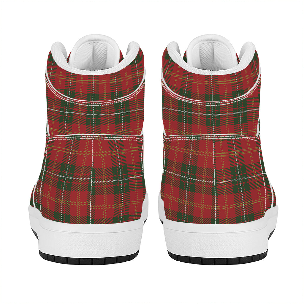 Christmas Scottish Tartan Pattern Print High Top Leather Sneakers