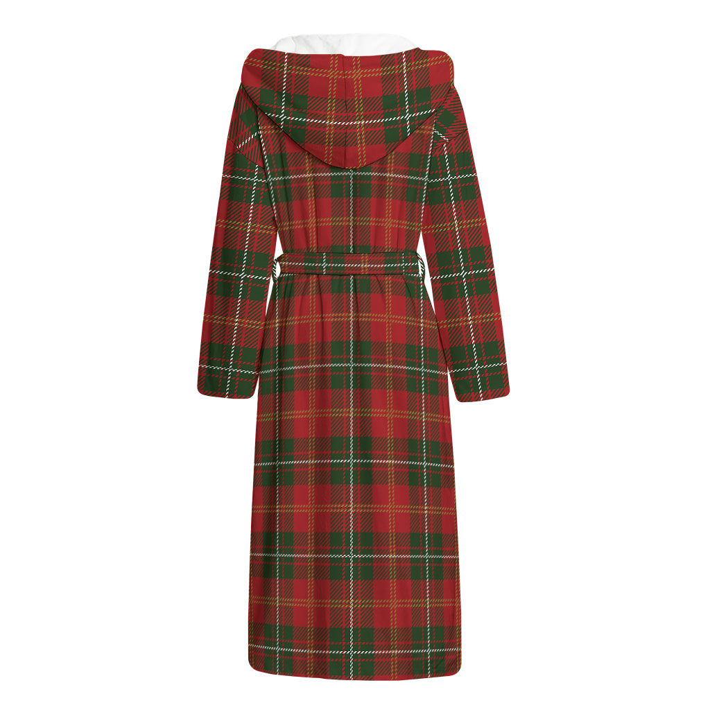 Christmas Scottish Tartan Pattern Print Hooded Bathrobe