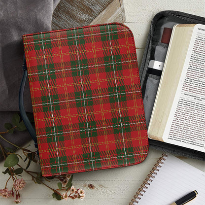 Christmas Scottish Tartan Pattern Print Leather Bible Cover