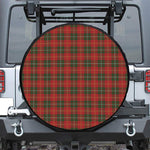 Christmas Scottish Tartan Pattern Print Leather Spare Tire Cover