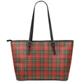 Christmas Scottish Tartan Pattern Print Leather Tote Bag With Zipper