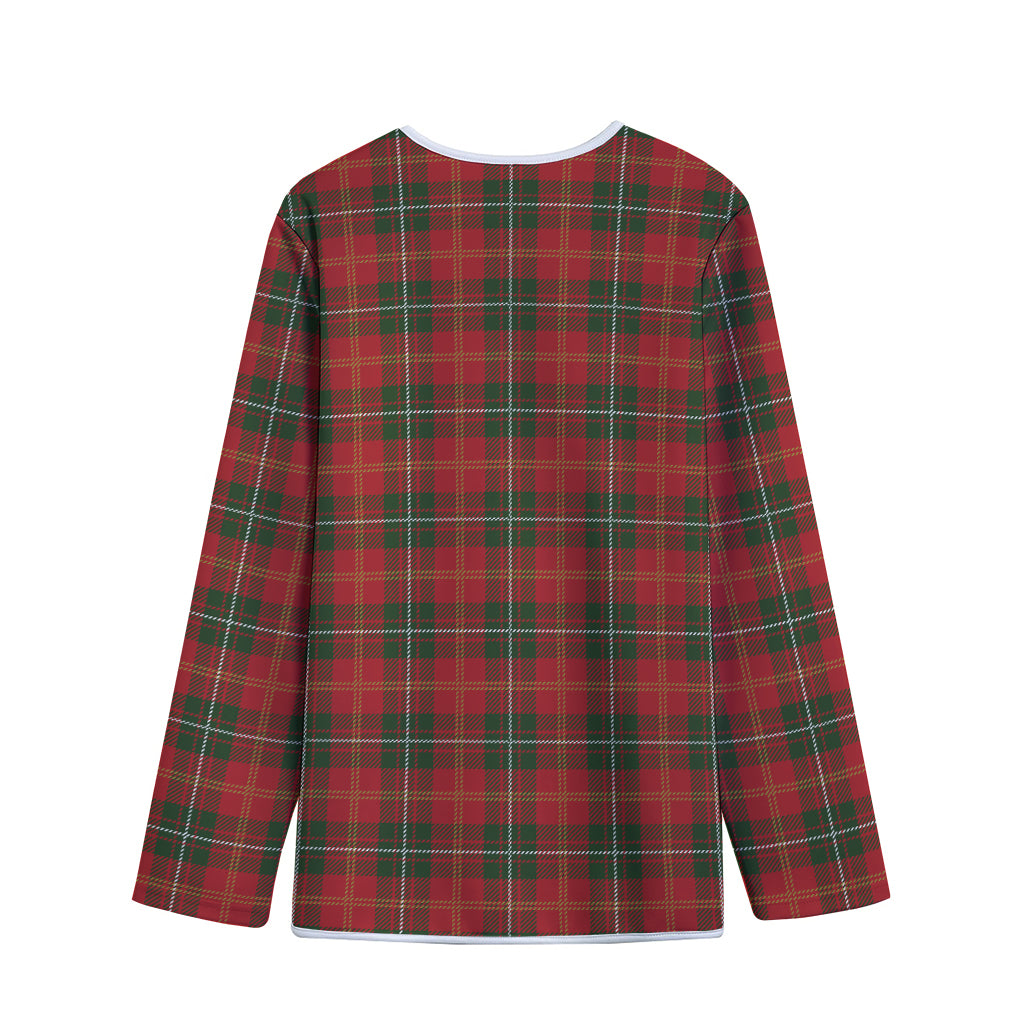 Christmas Scottish Tartan Pattern Print Long Sleeve Short Coat