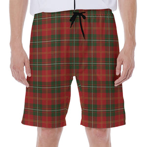 Christmas Scottish Tartan Pattern Print Men's Beach Shorts