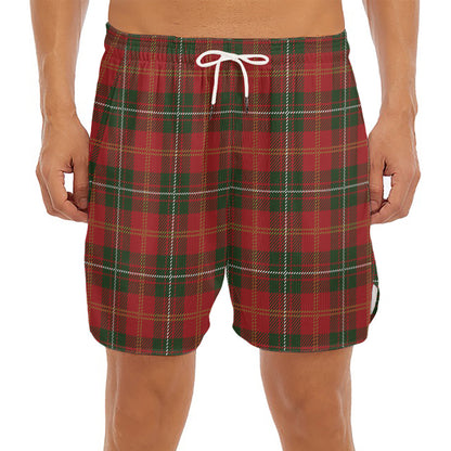 Christmas Scottish Tartan Pattern Print Men's Split Running Shorts