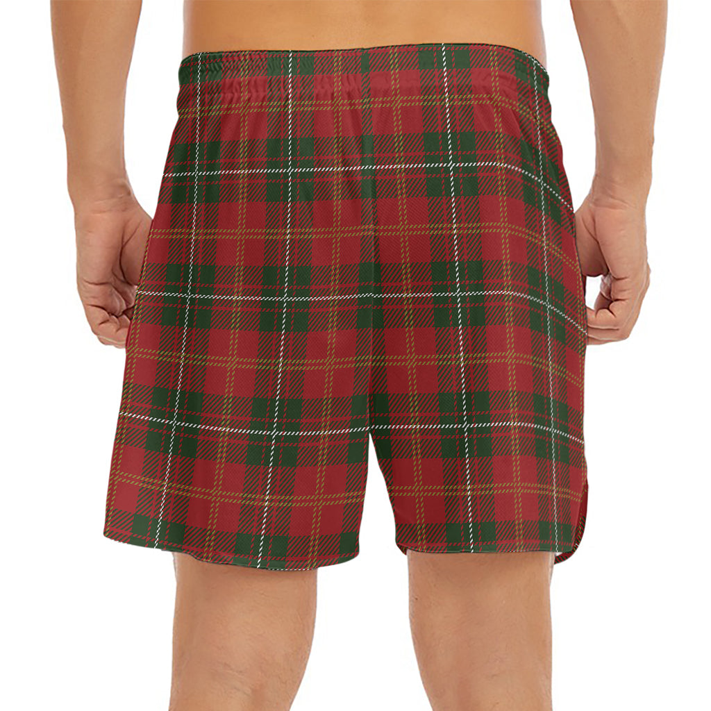 Christmas Scottish Tartan Pattern Print Men's Split Running Shorts