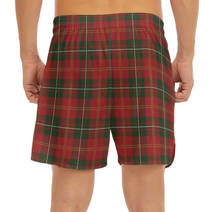 Christmas Scottish Tartan Pattern Print Men's Split Running Shorts