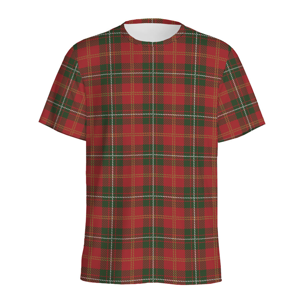 Christmas Scottish Tartan Pattern Print Men's Sports T-Shirt