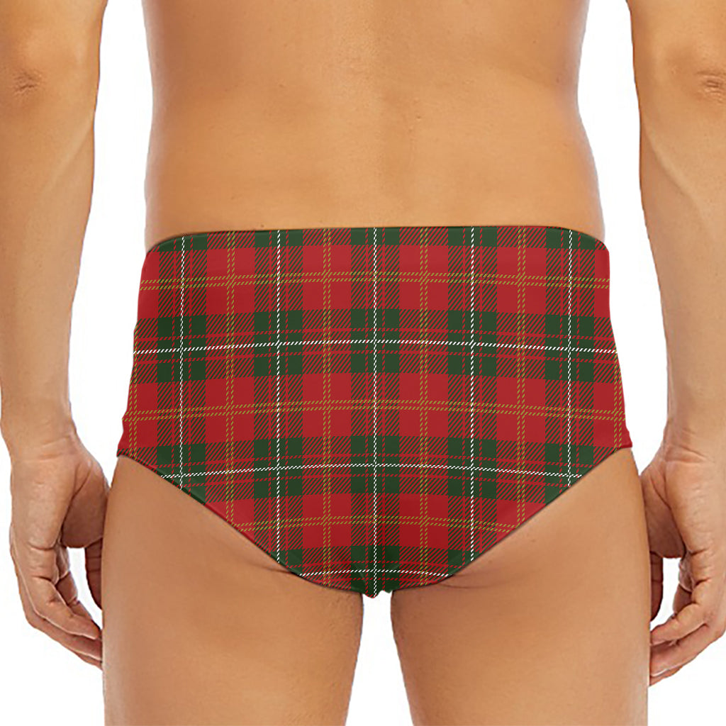 Christmas Scottish Tartan Pattern Print Men's Triangle Swim Briefs