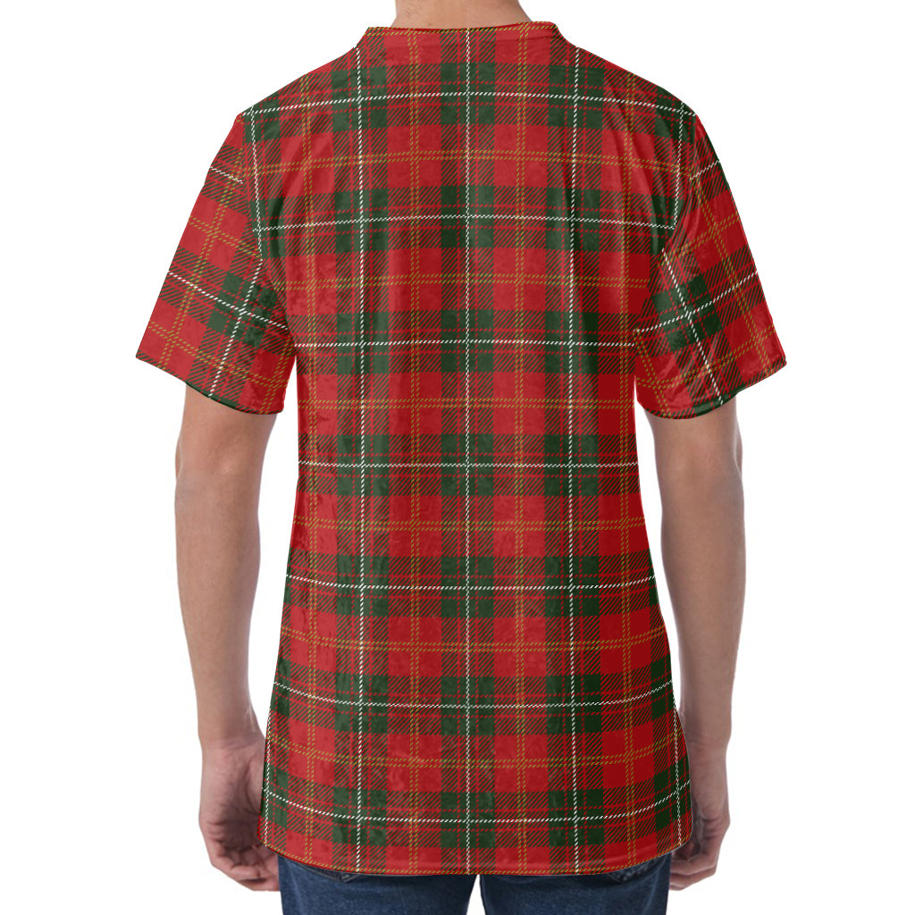 Christmas Scottish Tartan Pattern Print Men's Velvet T-Shirt