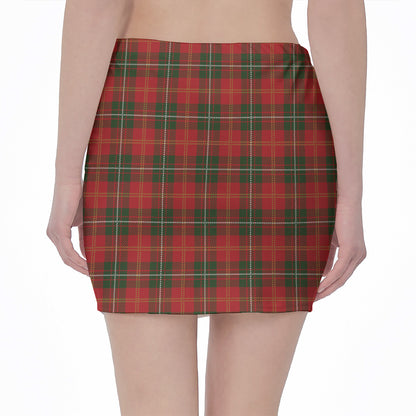Christmas Scottish Tartan Pattern Print Pencil Mini Skirt