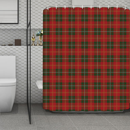 Christmas Scottish Tartan Pattern Print Polyester Shower Curtain