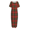 Christmas Scottish Tartan Pattern Print Short Sleeve Long Nightdress