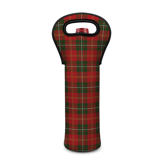 Christmas Scottish Tartan Pattern Print Single Neoprene Wine Tote