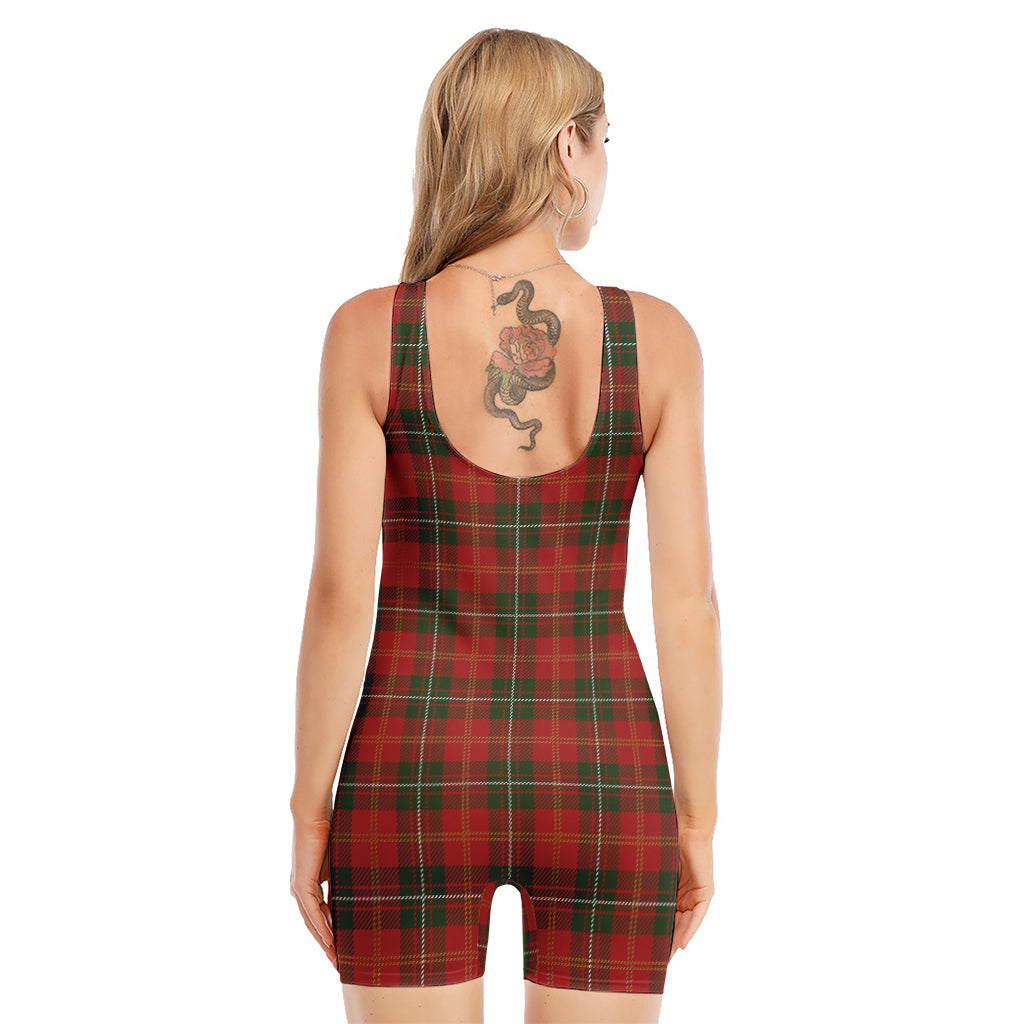 Christmas Scottish Tartan Pattern Print Sleeveless One Piece Swimsuit