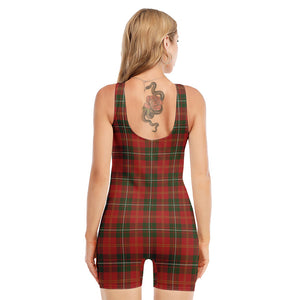 Christmas Scottish Tartan Pattern Print Sleeveless One Piece Swimsuit