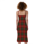 Christmas Scottish Tartan Pattern Print Slim Fit Midi Cami Dress