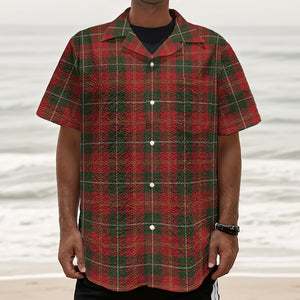 Christmas Scottish Tartan Pattern Print Textured Short Sleeve Shirt