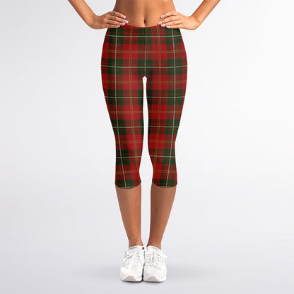 Christmas Scottish Tartan Pattern Print Women's Capri Leggings