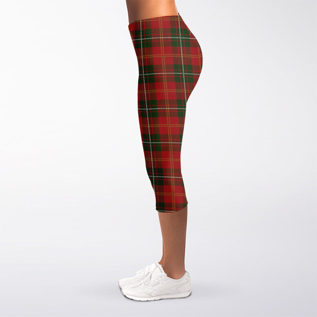 Christmas Scottish Tartan Pattern Print Women's Capri Leggings