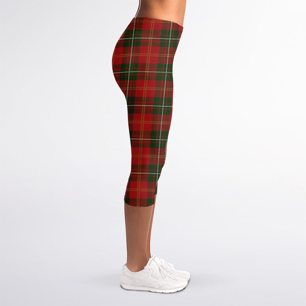 Christmas Scottish Tartan Pattern Print Women's Capri Leggings